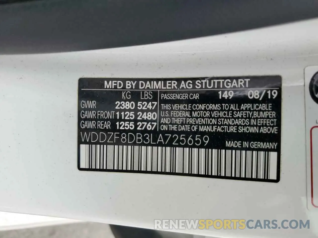 12 Photograph of a damaged car WDDZF8DB3LA725659 MERCEDES-BENZ E-CLASS 2020