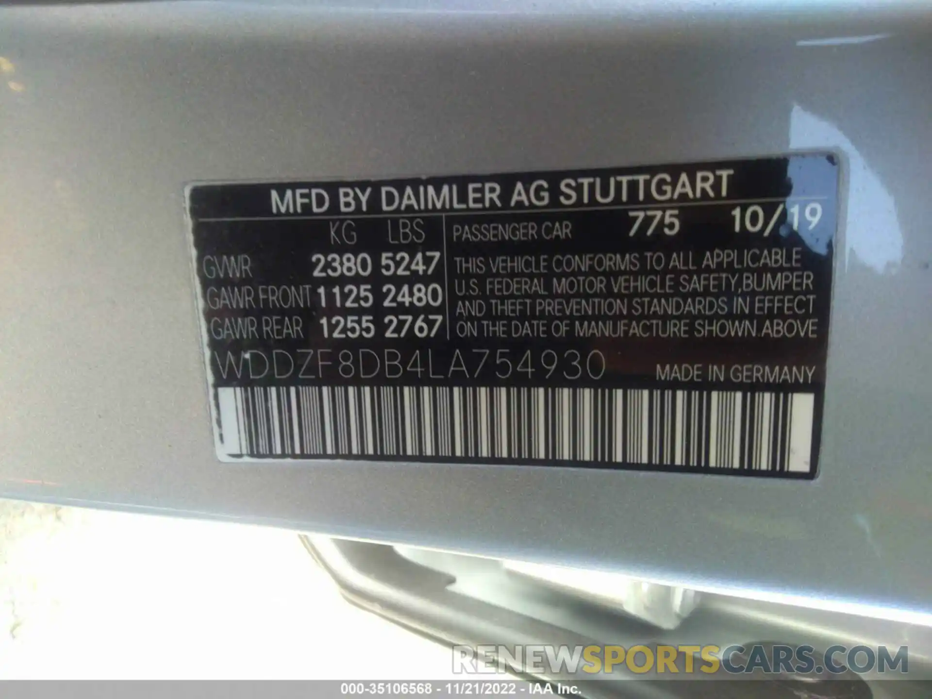 9 Photograph of a damaged car WDDZF8DB4LA754930 MERCEDES-BENZ E-CLASS 2020