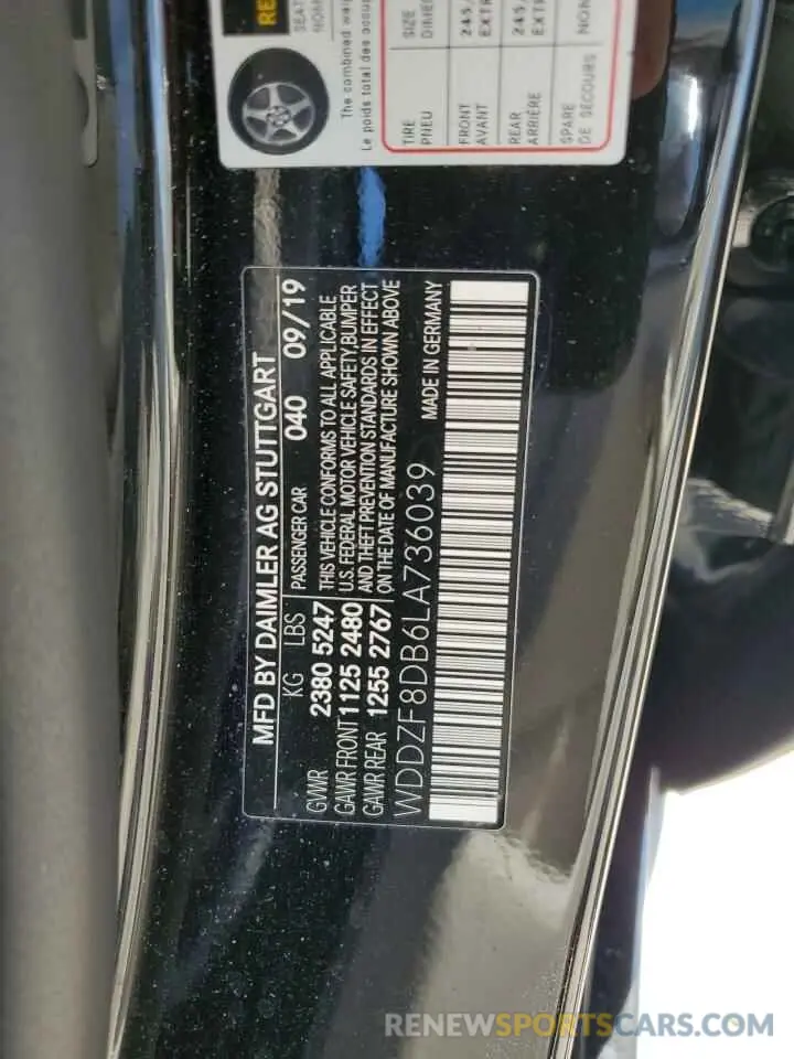 13 Photograph of a damaged car WDDZF8DB6LA736039 MERCEDES-BENZ E-CLASS 2020