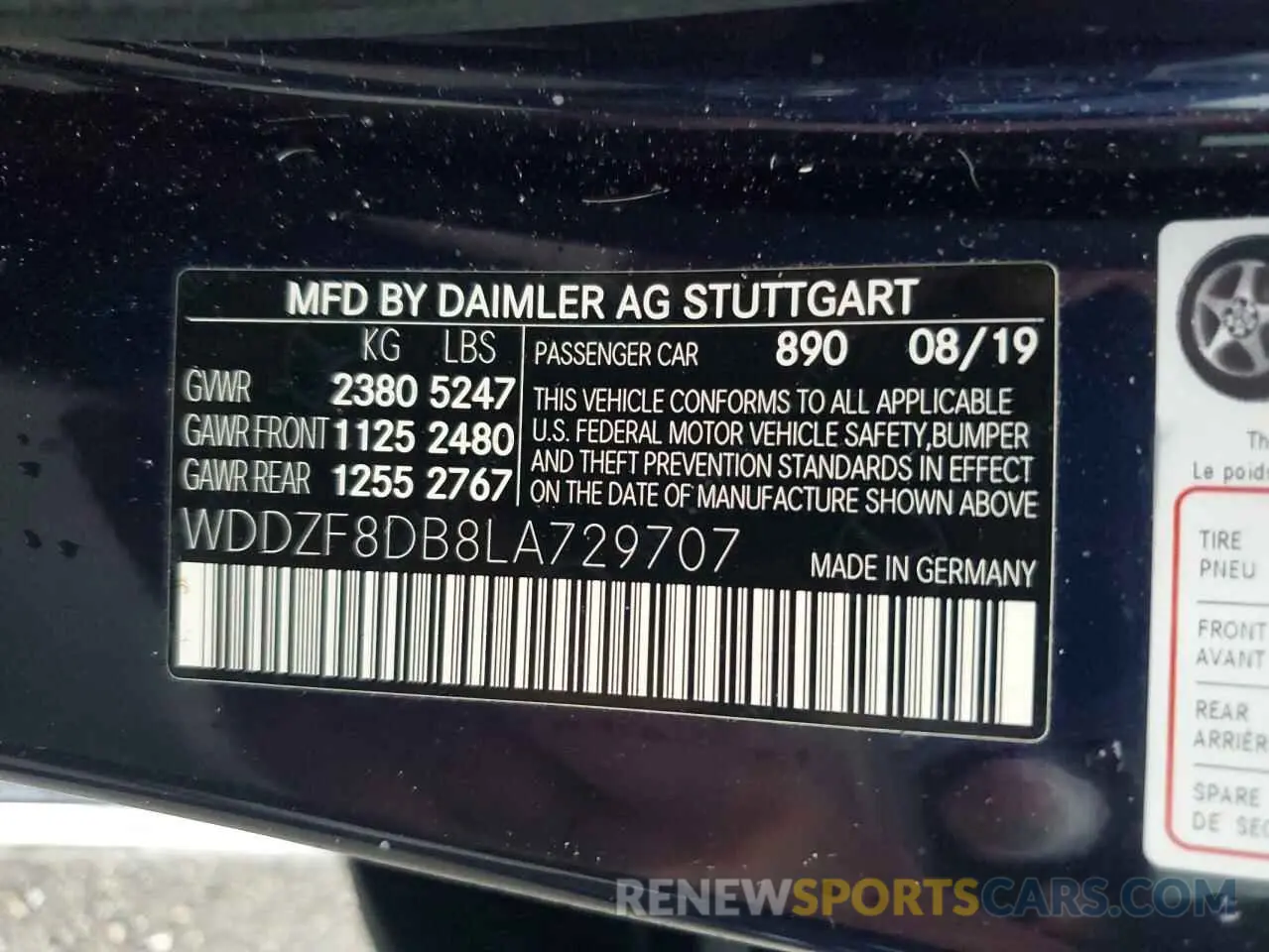 13 Photograph of a damaged car WDDZF8DB8LA729707 MERCEDES-BENZ E-CLASS 2020
