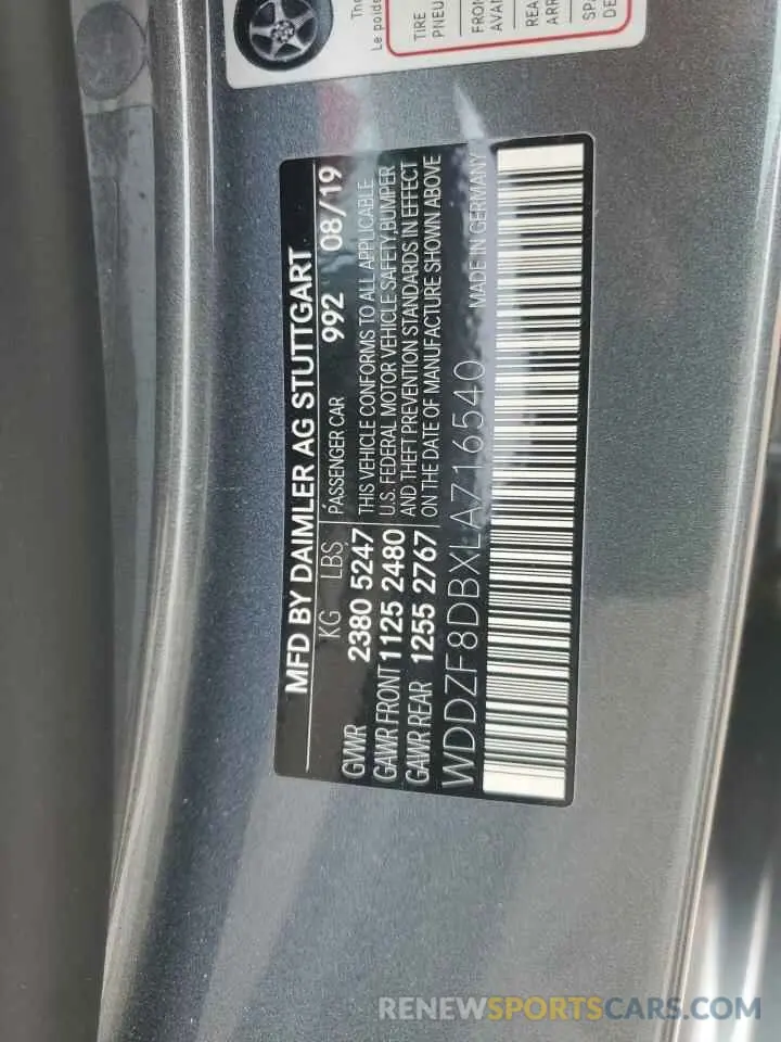 12 Photograph of a damaged car WDDZF8DBXLA716540 MERCEDES-BENZ E-CLASS 2020
