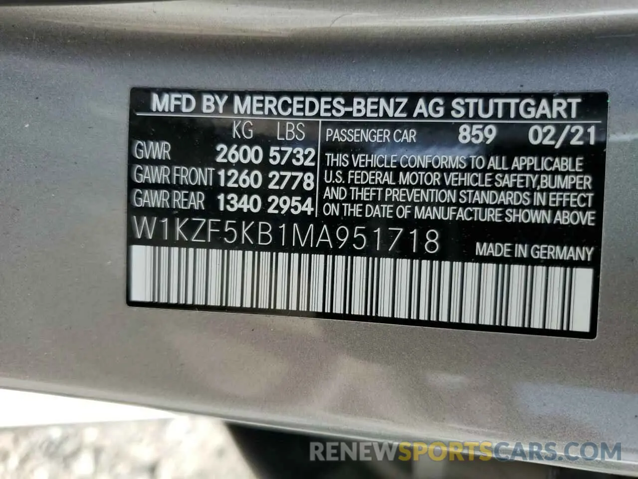 12 Photograph of a damaged car W1KZF5KB1MA951718 MERCEDES-BENZ E-CLASS 2021