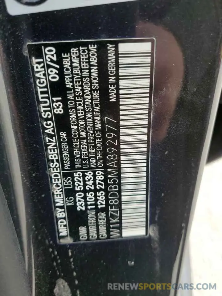 13 Photograph of a damaged car W1KZF8DB5MA892977 MERCEDES-BENZ E-CLASS 2021