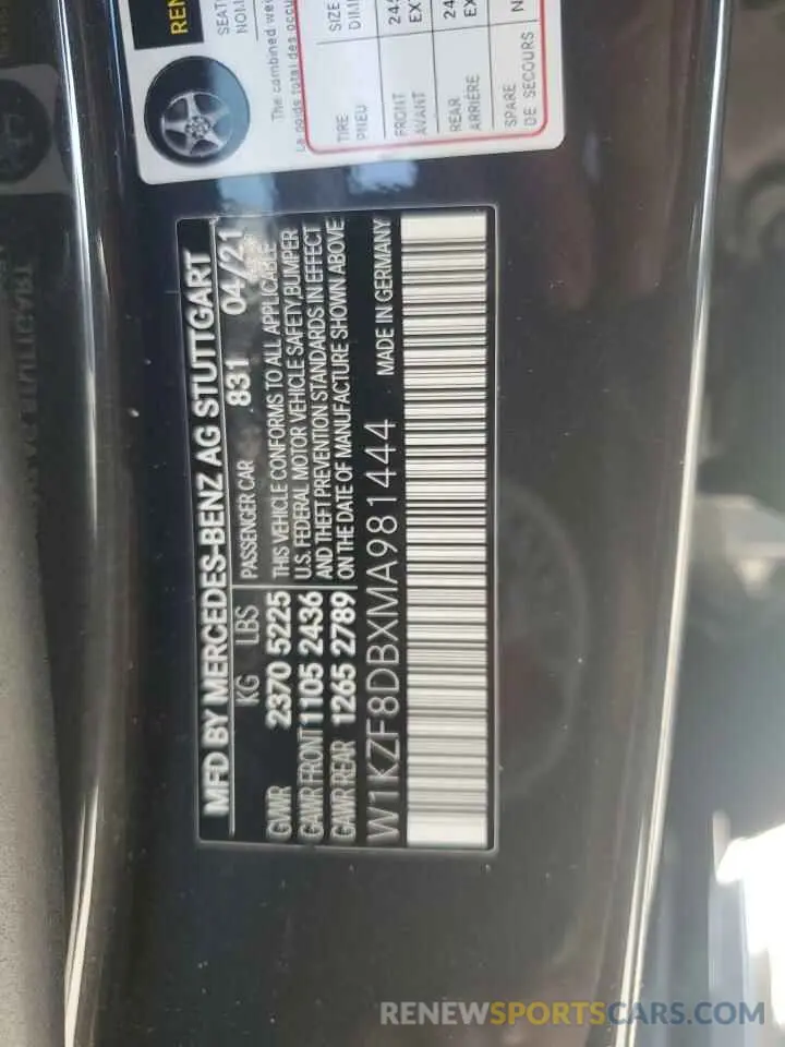 13 Photograph of a damaged car W1KZF8DBXMA981444 MERCEDES-BENZ E-CLASS 2021