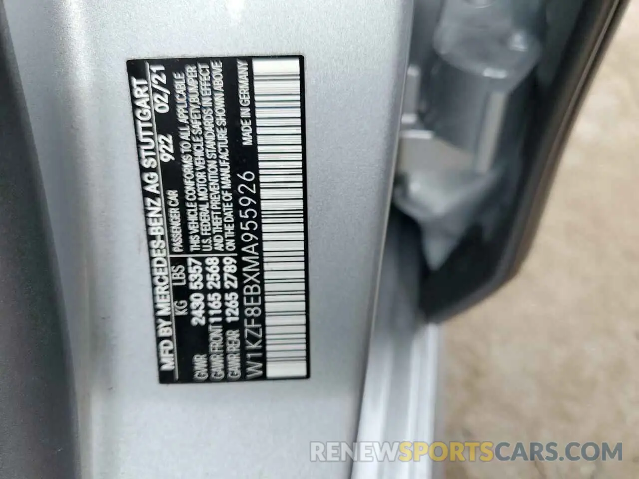 12 Photograph of a damaged car W1KZF8EBXMA955926 MERCEDES-BENZ E-CLASS 2021
