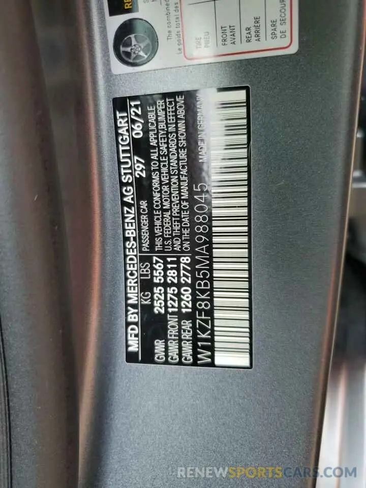 12 Photograph of a damaged car W1KZF8KB5MA988045 MERCEDES-BENZ E-CLASS 2021