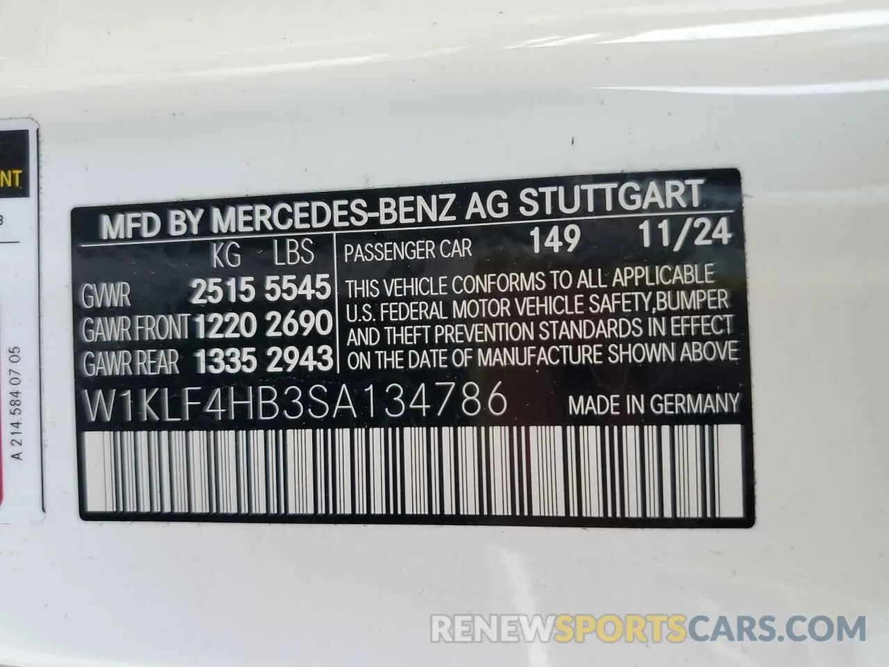 12 Photograph of a damaged car W1KLF4HB3SA134786 MERCEDES-BENZ E-CLASS 2025