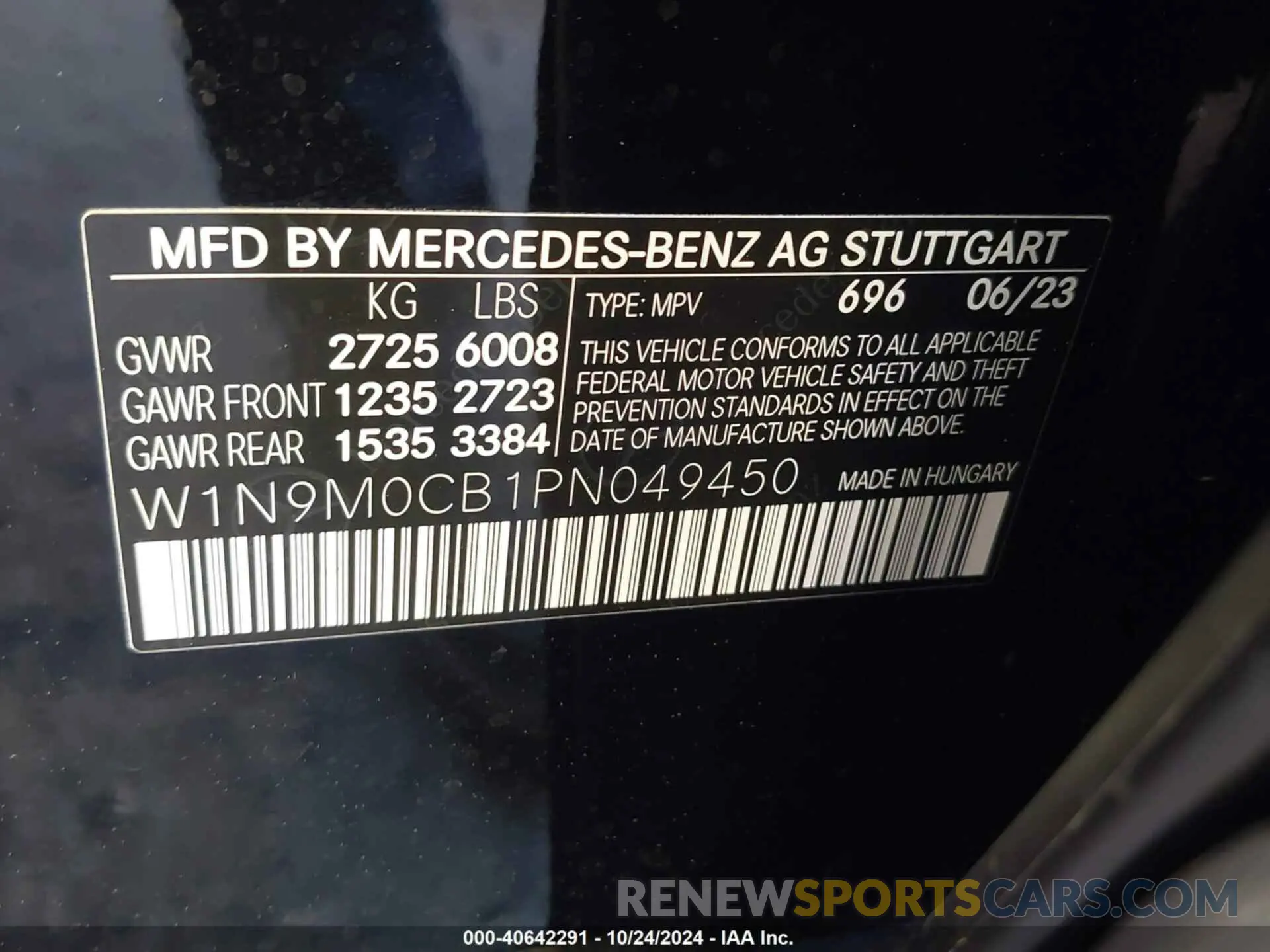 9 Photograph of a damaged car W1N9M0CB1PN049450 MERCEDES-BENZ EQB 250 SUV 2023