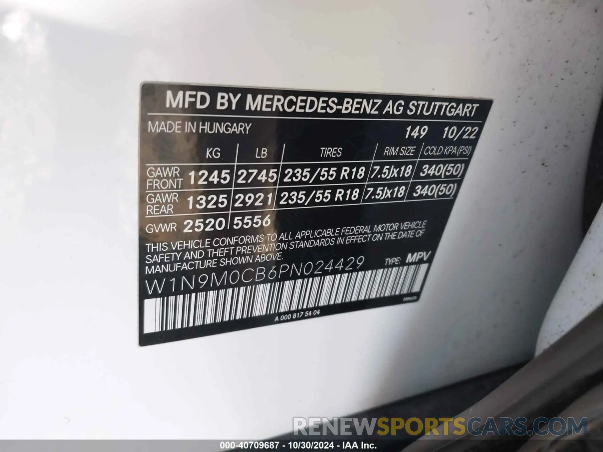 9 Photograph of a damaged car W1N9M0CB6PN024429 MERCEDES-BENZ EQB 250 SUV 2023