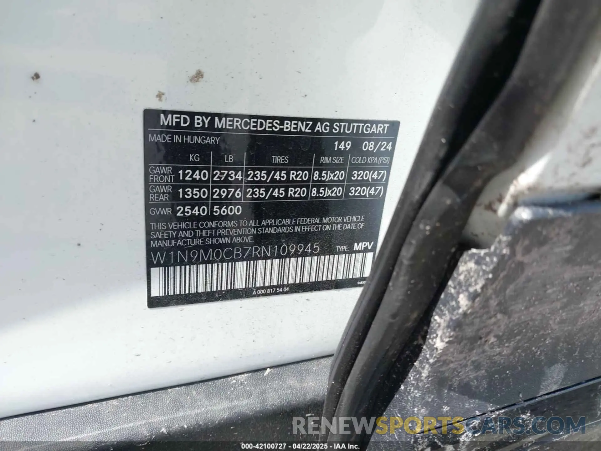 9 Photograph of a damaged car W1N9M0CB7RN109945 MERCEDES-BENZ EQB 250 SUV 2024