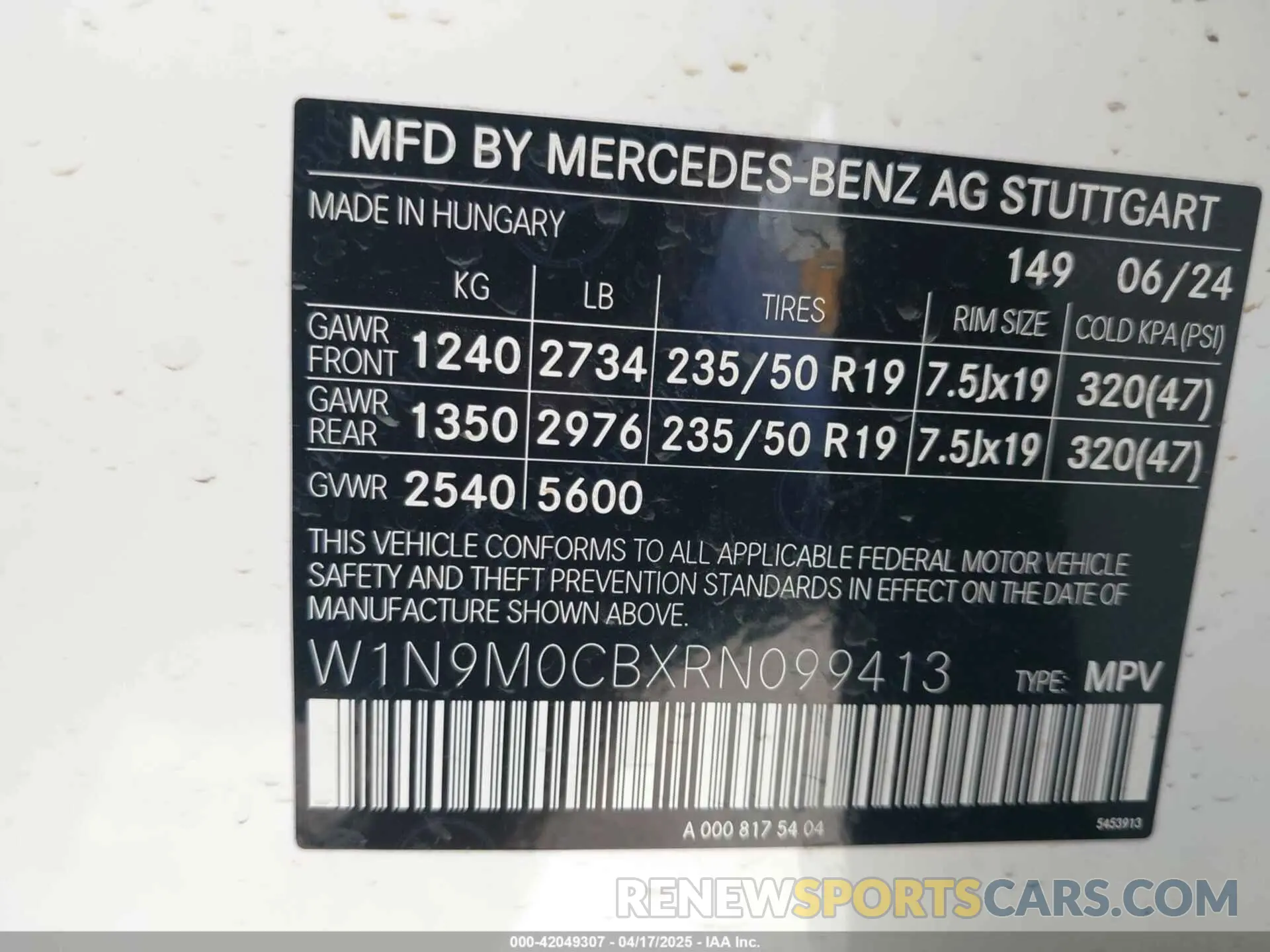 9 Photograph of a damaged car W1N9M0CBXRN099413 MERCEDES-BENZ EQB 250 SUV 2024