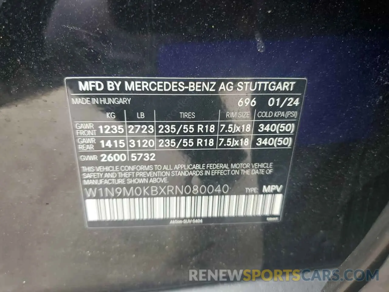 12 Photograph of a damaged car W1N9M0KBXRN080040 MERCEDES-BENZ EQB 300 4M 2024