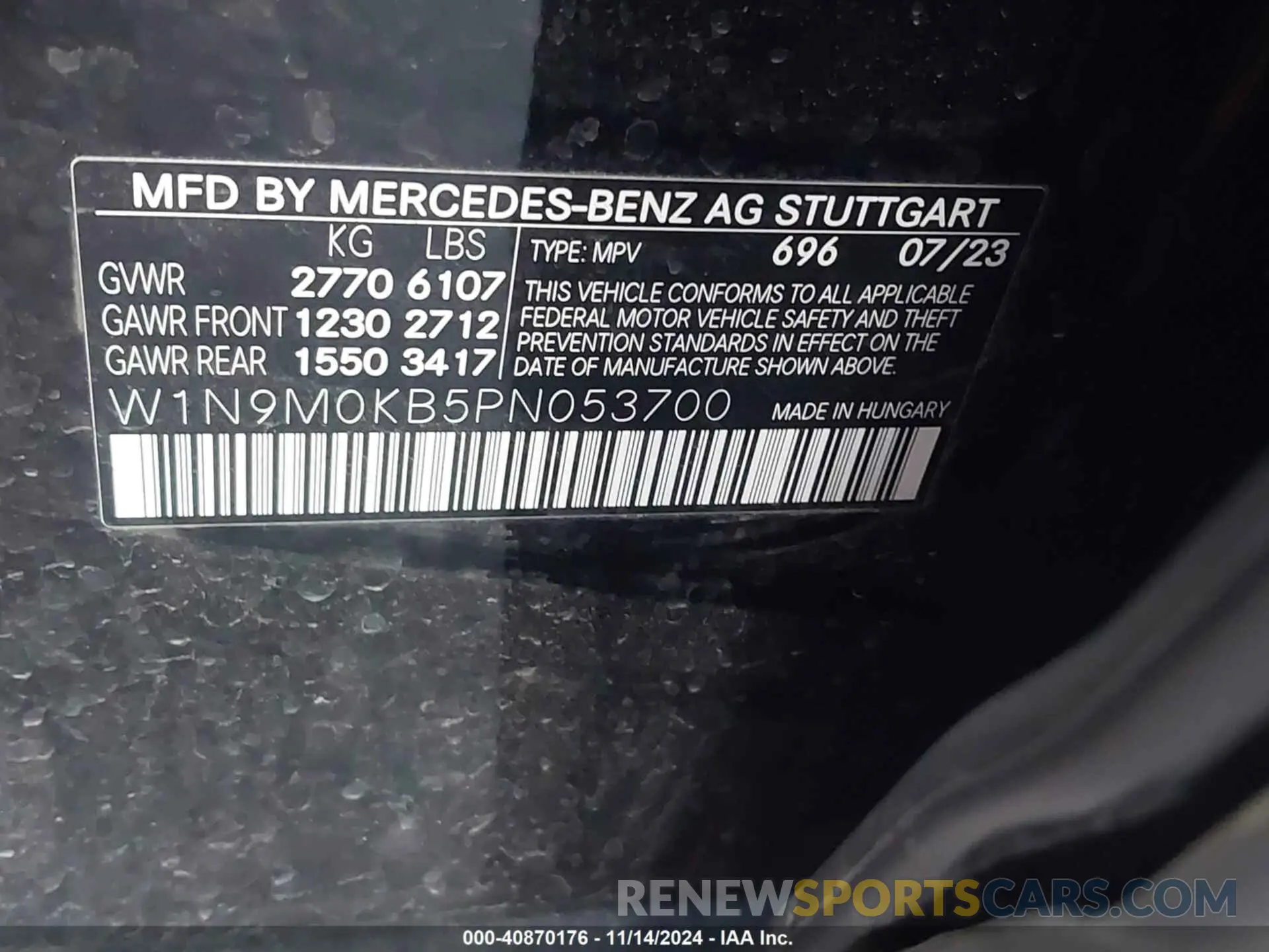 9 Photograph of a damaged car W1N9M0KB5PN053700 MERCEDES-BENZ EQB 300 SUV 2023