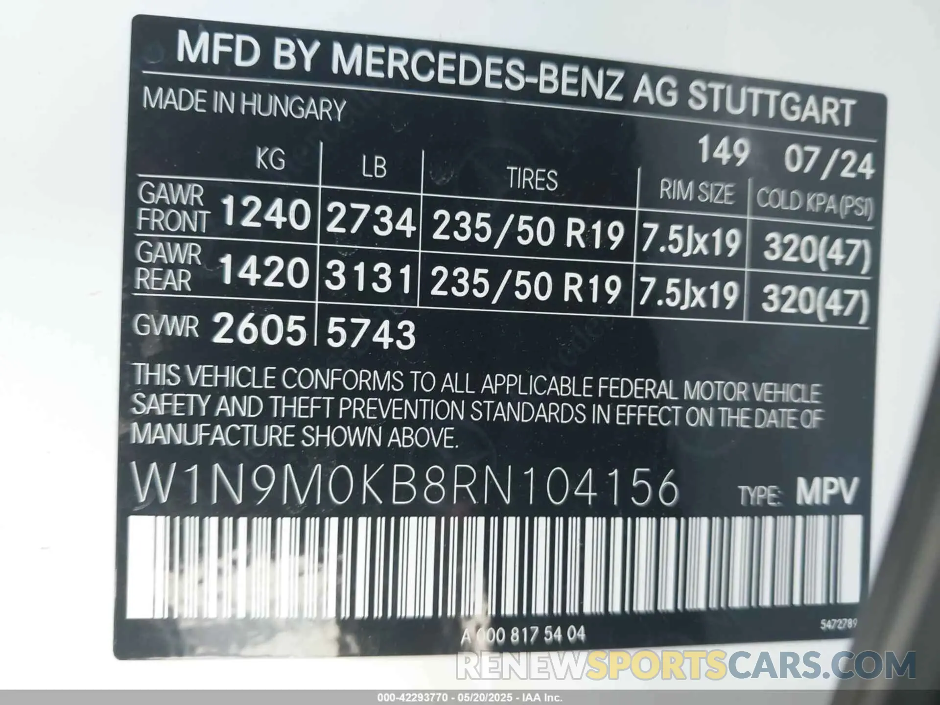 9 Photograph of a damaged car W1N9M0KB8RN104156 MERCEDES-BENZ EQB 300 SUV 2024