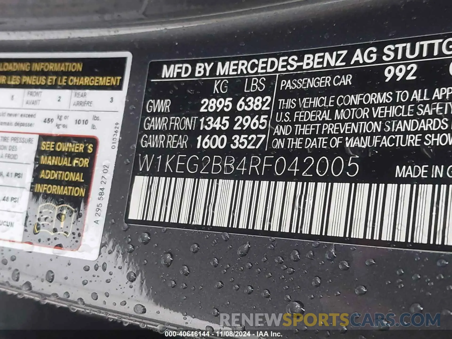 9 Photograph of a damaged car W1KEG2BB4RF042005 MERCEDES-BENZ EQE 2024