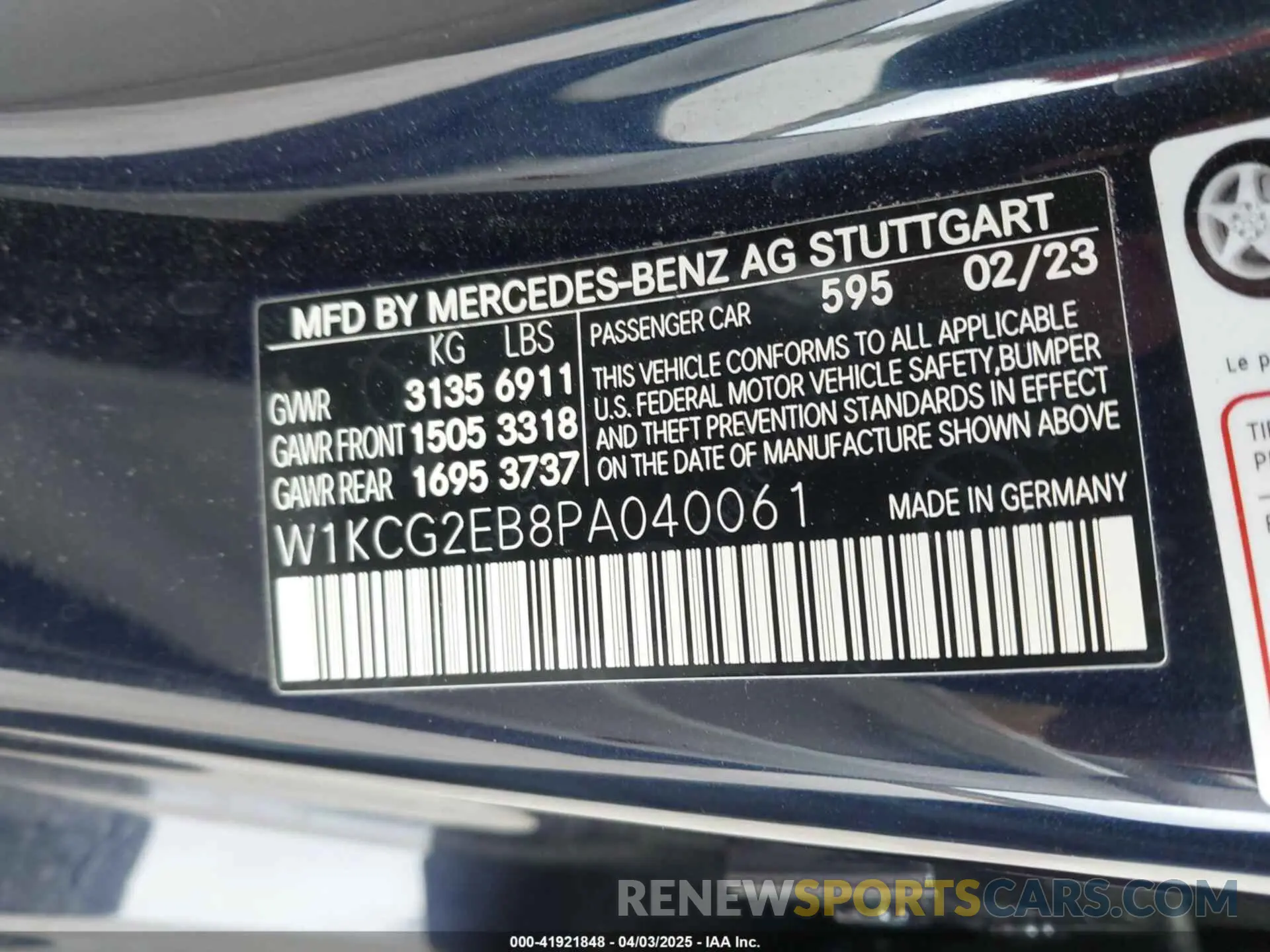 9 Photograph of a damaged car W1KCG2EB8PA040061 MERCEDES-BENZ EQS 450 2023