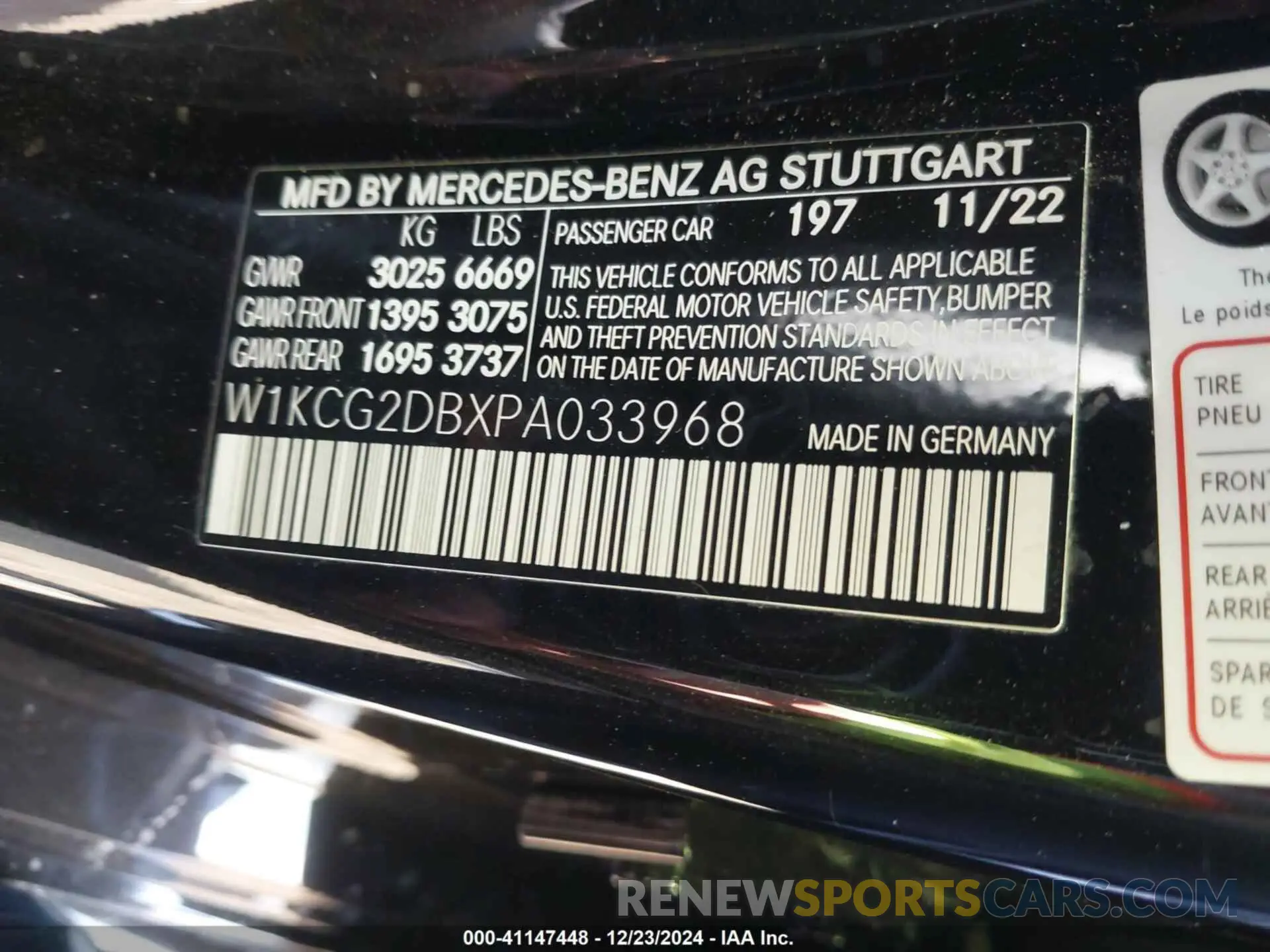 8 Photograph of a damaged car W1KCG2DBXPA033968 MERCEDES-BENZ EQS 450+ SEDAN 2023