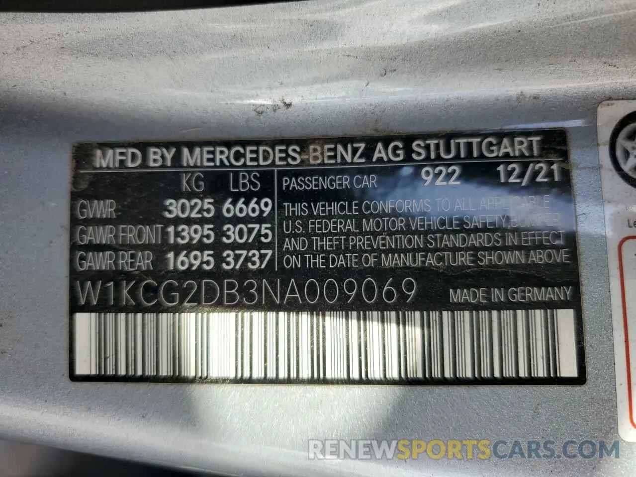 13 Photograph of a damaged car W1KCG2DB3NA009069 MERCEDES-BENZ EQS SEDAN 2022