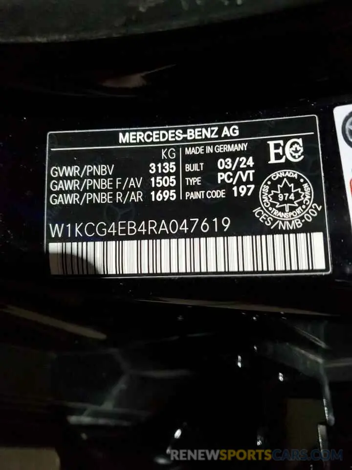 12 Photograph of a damaged car W1KCG4EB4RA047619 MERCEDES-BENZ EQS SEDAN 2024