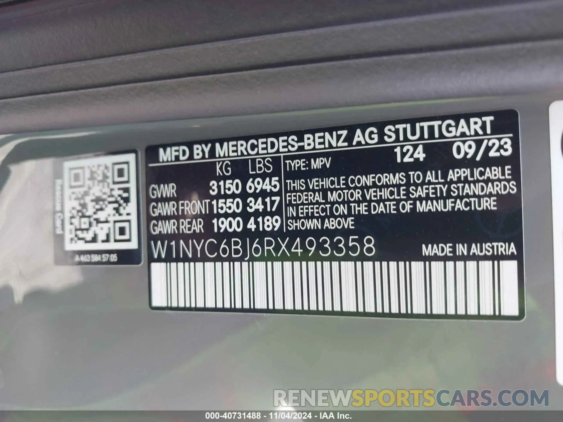 9 Photograph of a damaged car W1NYC6BJ6RX493358 MERCEDES-BENZ G 550 2024
