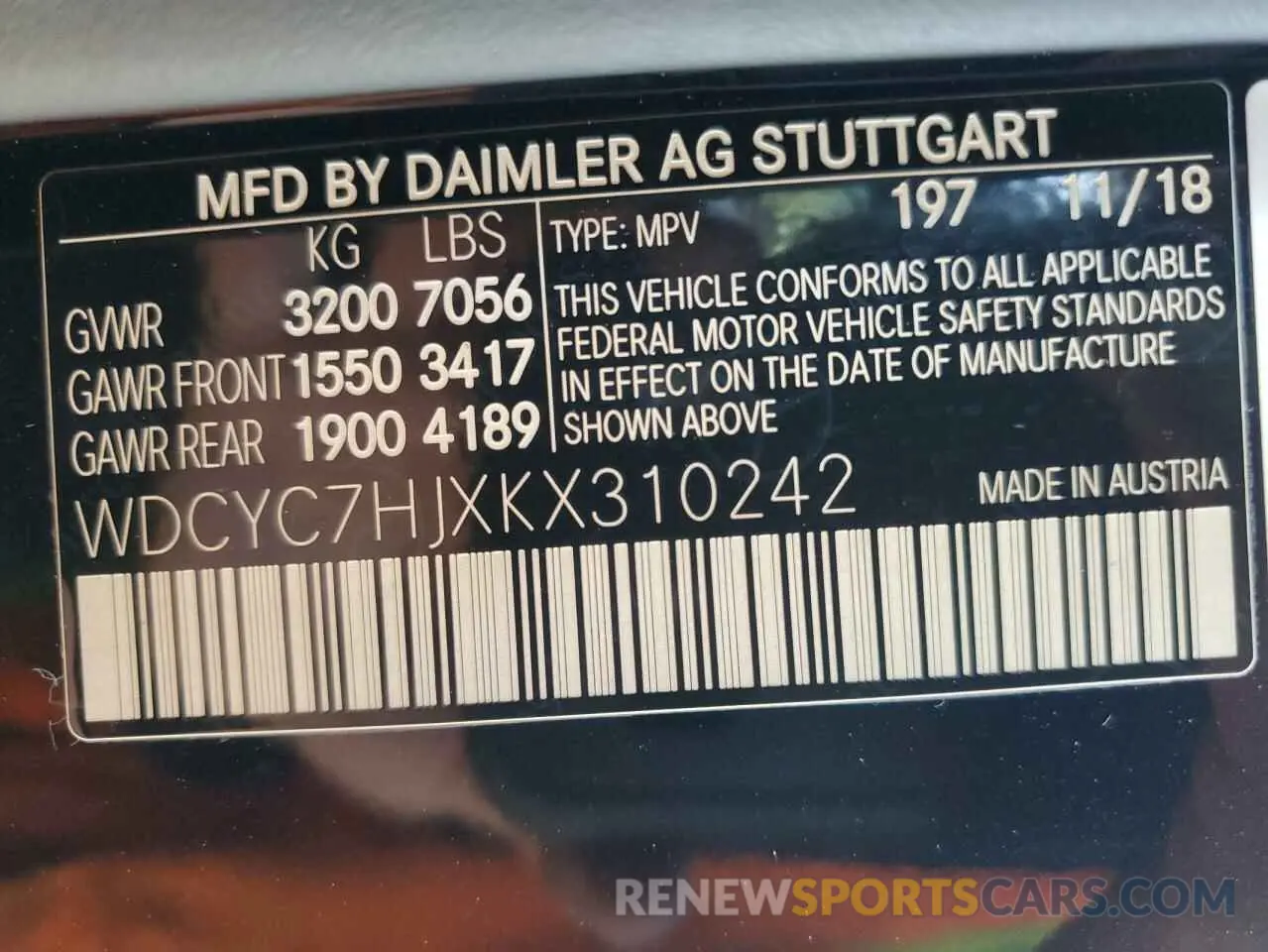 13 Photograph of a damaged car WDCYC7HJXKX310242 MERCEDES-BENZ G-CLASS 2019
