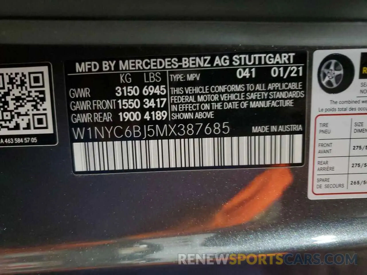13 Photograph of a damaged car W1NYC6BJ5MX387685 MERCEDES-BENZ G-CLASS 2021