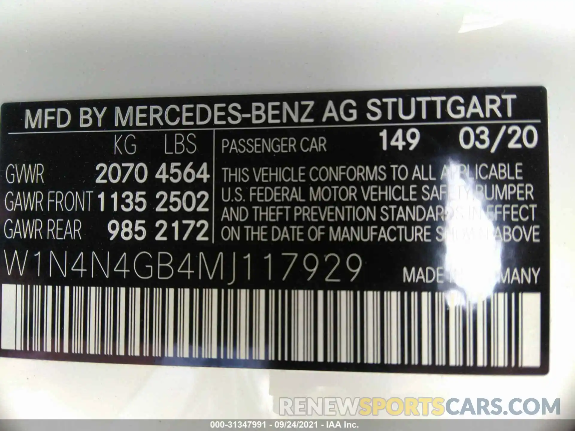 9 Photograph of a damaged car W1N4N4GB4MJ117929 MERCEDES-BENZ GLA 2021