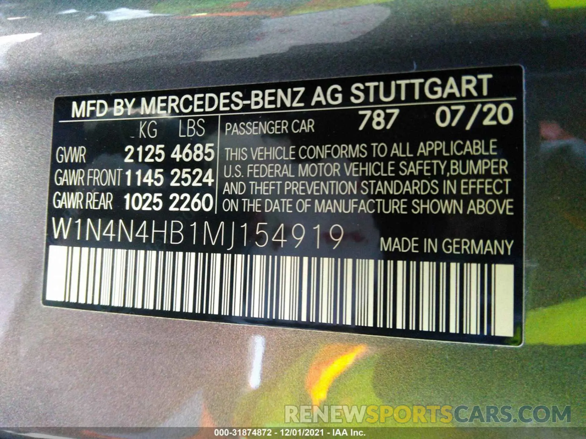 9 Photograph of a damaged car W1N4N4HB1MJ154919 MERCEDES-BENZ GLA 2021