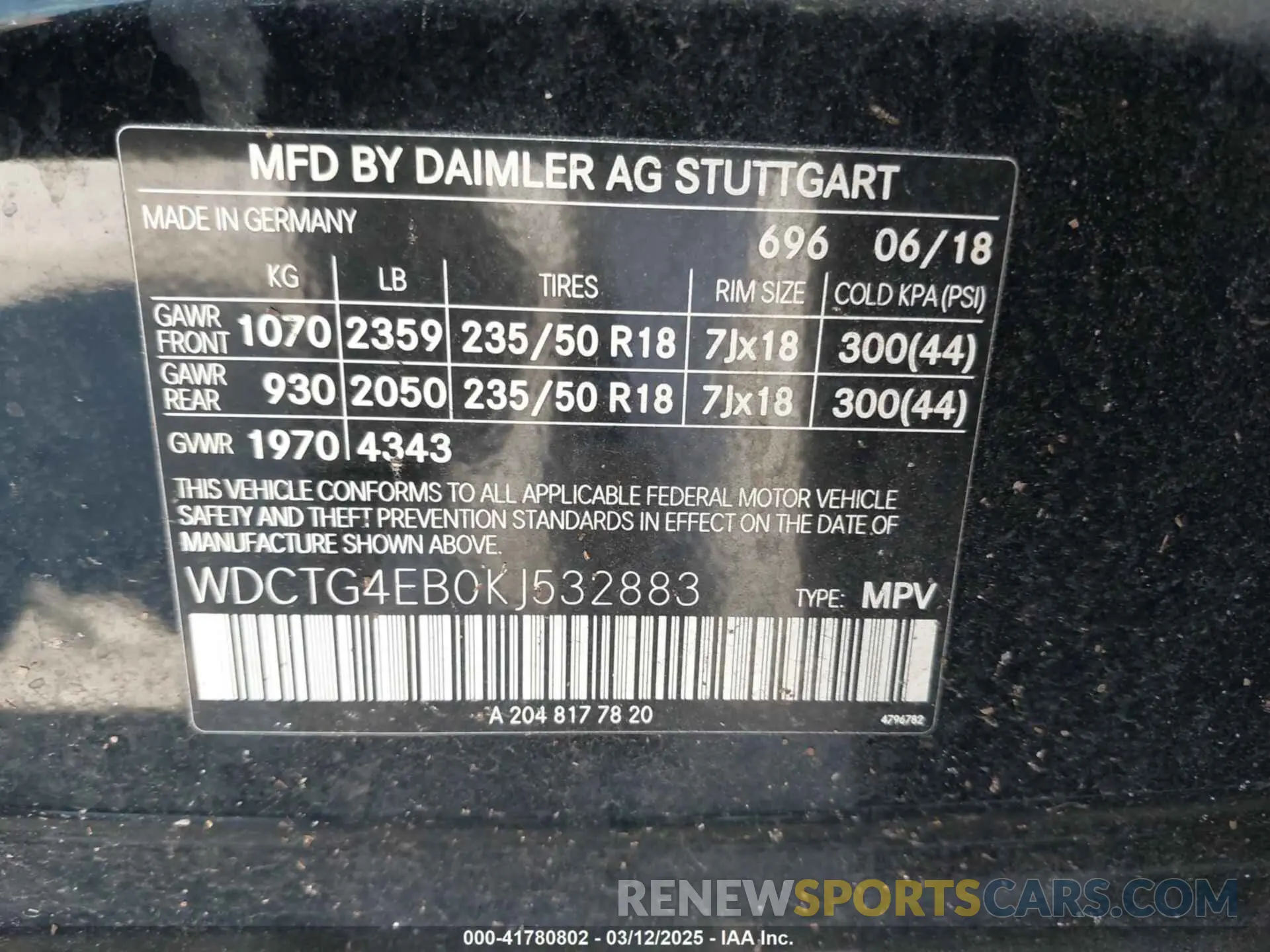 9 Photograph of a damaged car WDCTG4EB0KJ532883 MERCEDES-BENZ GLA 250 2019