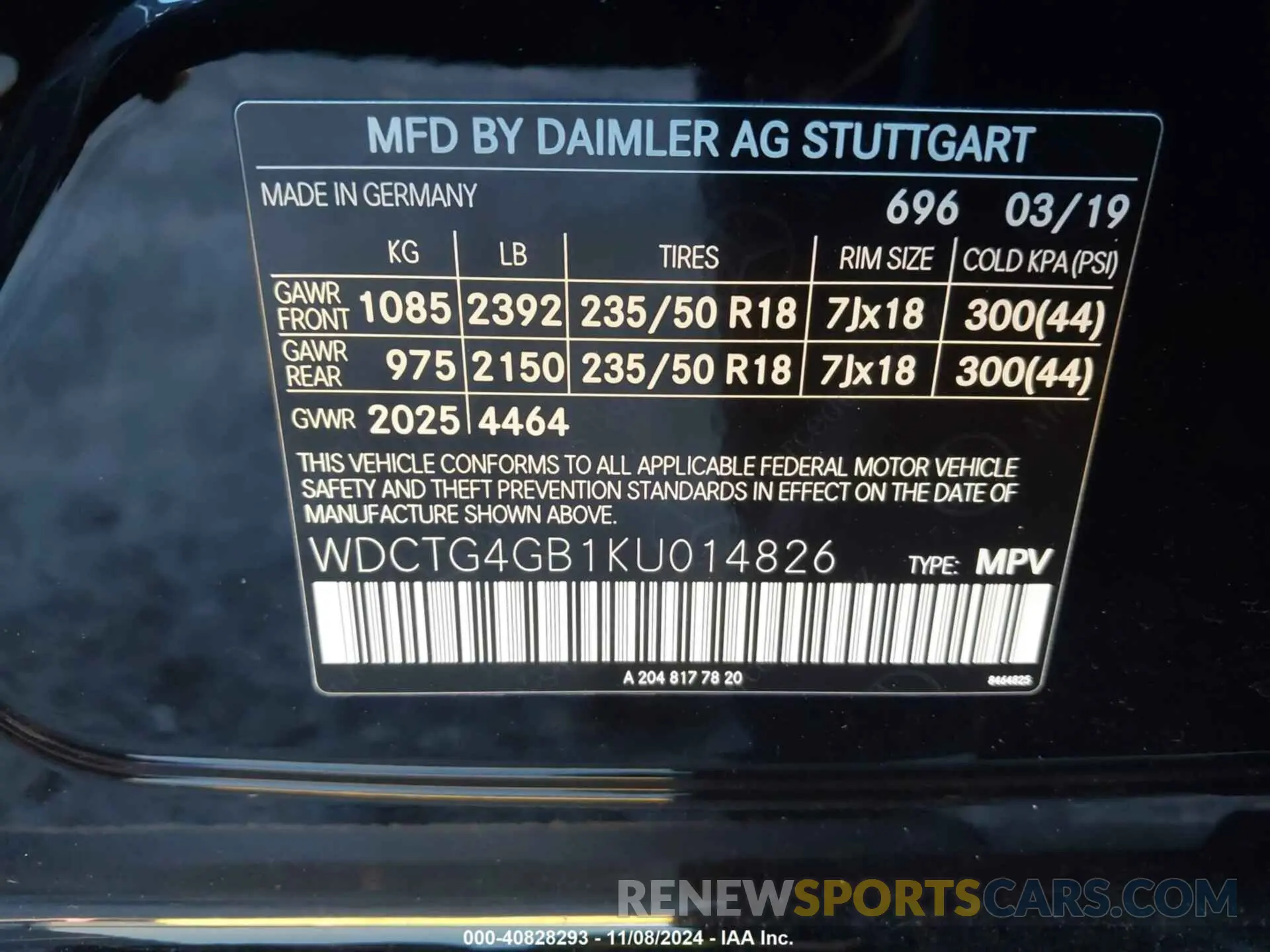 9 Photograph of a damaged car WDCTG4GB1KU014826 MERCEDES-BENZ GLA 250 2019