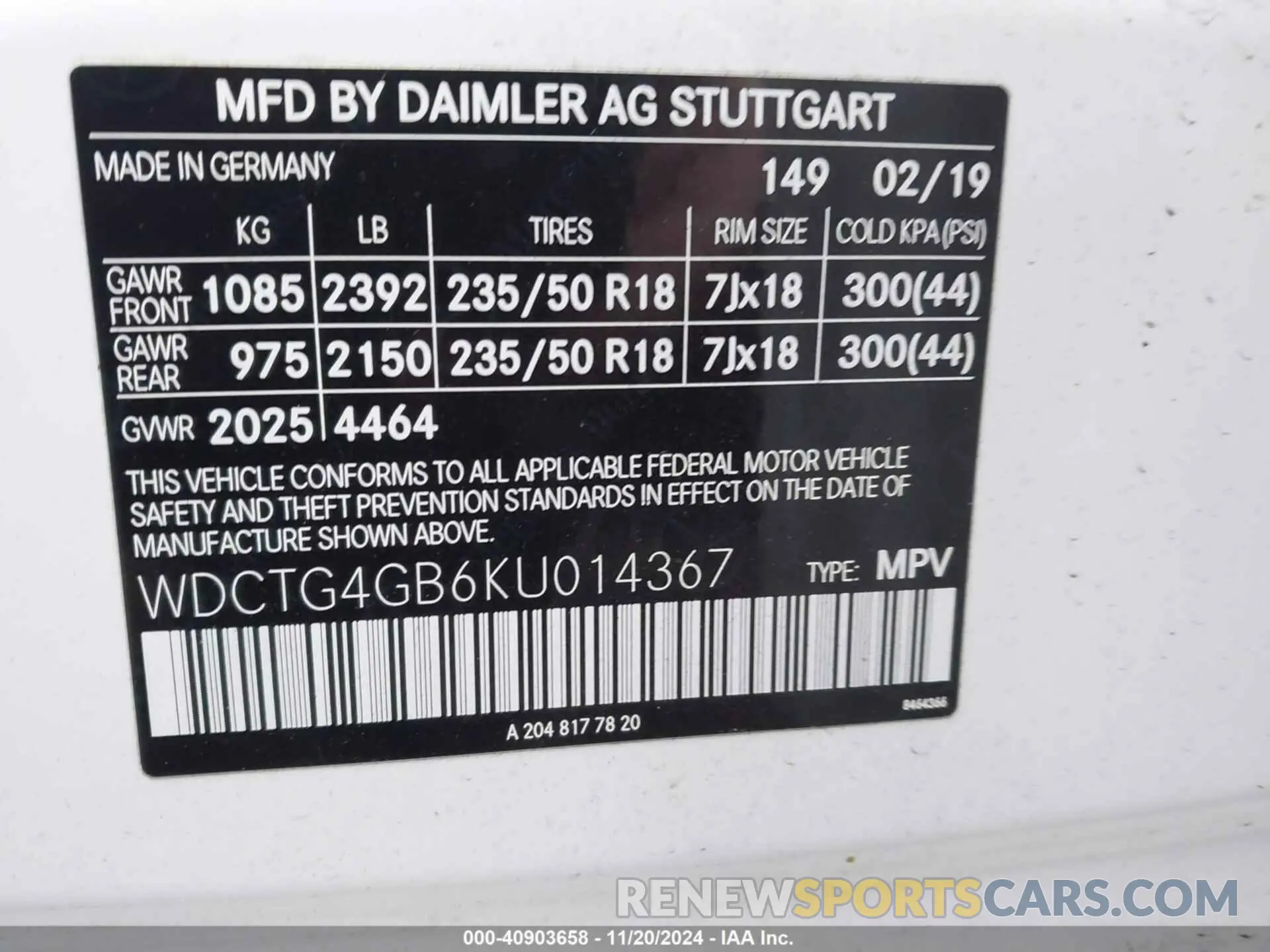 9 Photograph of a damaged car WDCTG4GB6KU014367 MERCEDES-BENZ GLA 250 2019