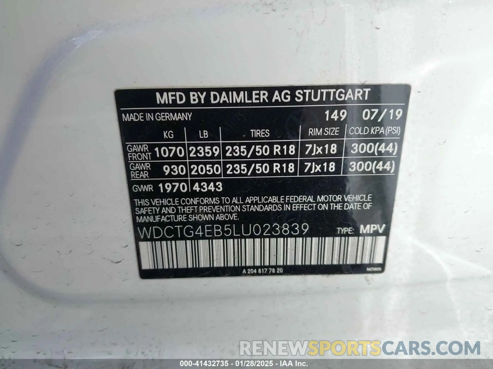 9 Photograph of a damaged car WDCTG4EB5LU023839 MERCEDES-BENZ GLA 250 2020