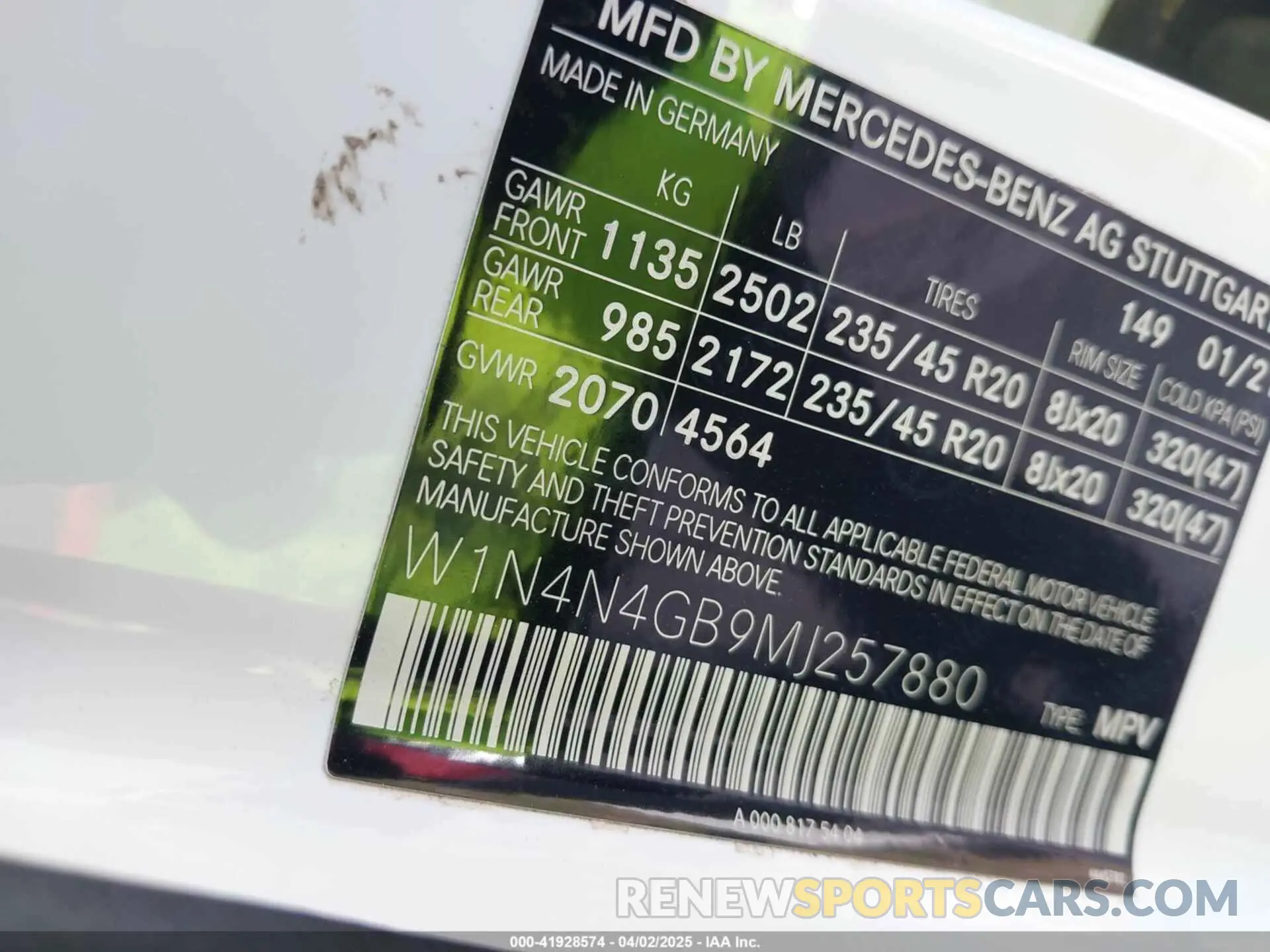 9 Photograph of a damaged car W1N4N4GB9MJ257880 MERCEDES-BENZ GLA 250 2021