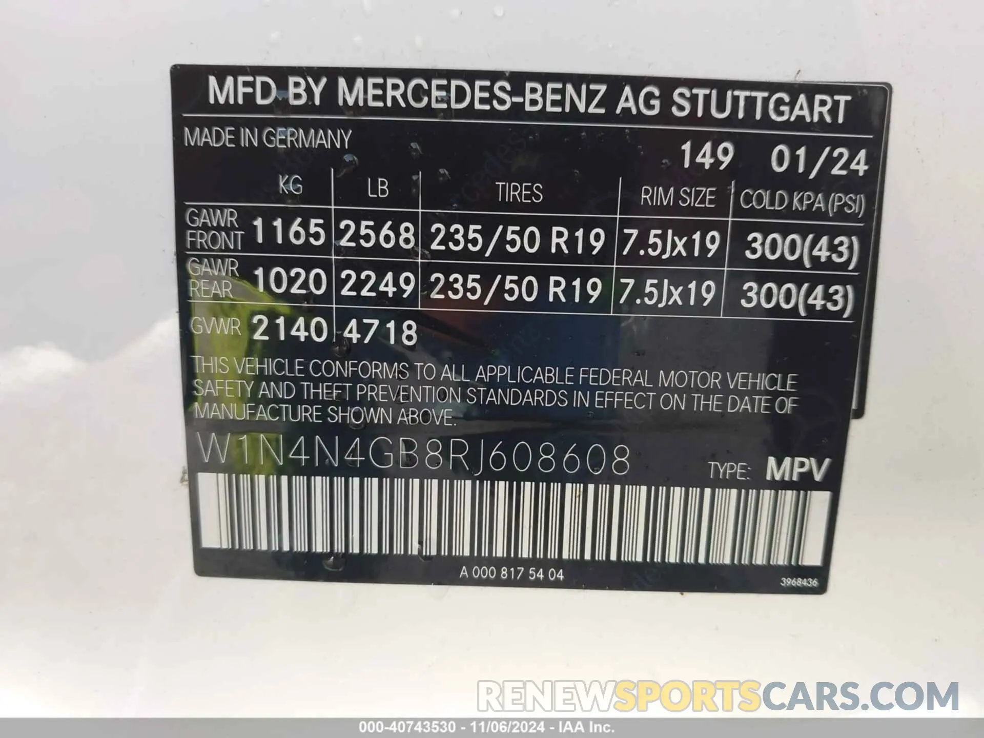 9 Photograph of a damaged car W1N4N4GB8RJ608608 MERCEDES-BENZ GLA 250 2024