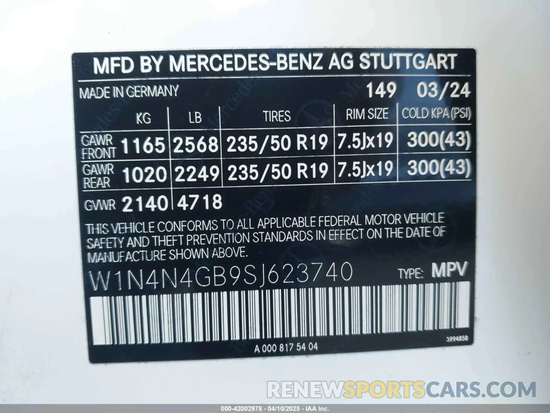 9 Photograph of a damaged car W1N4N4GB9SJ623740 MERCEDES-BENZ GLA 250 2025