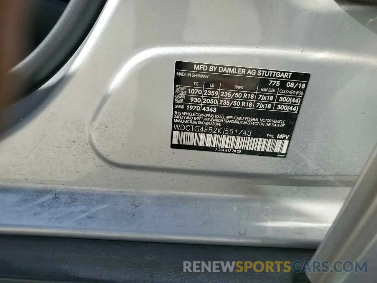 12 Photograph of a damaged car WDCTG4EB2KJ551743 MERCEDES-BENZ GLA-CLASS 2019