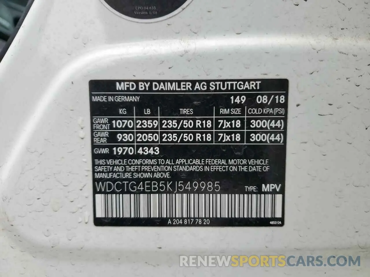 15 Photograph of a damaged car WDCTG4EB5KJ549985 MERCEDES-BENZ GLA-CLASS 2019