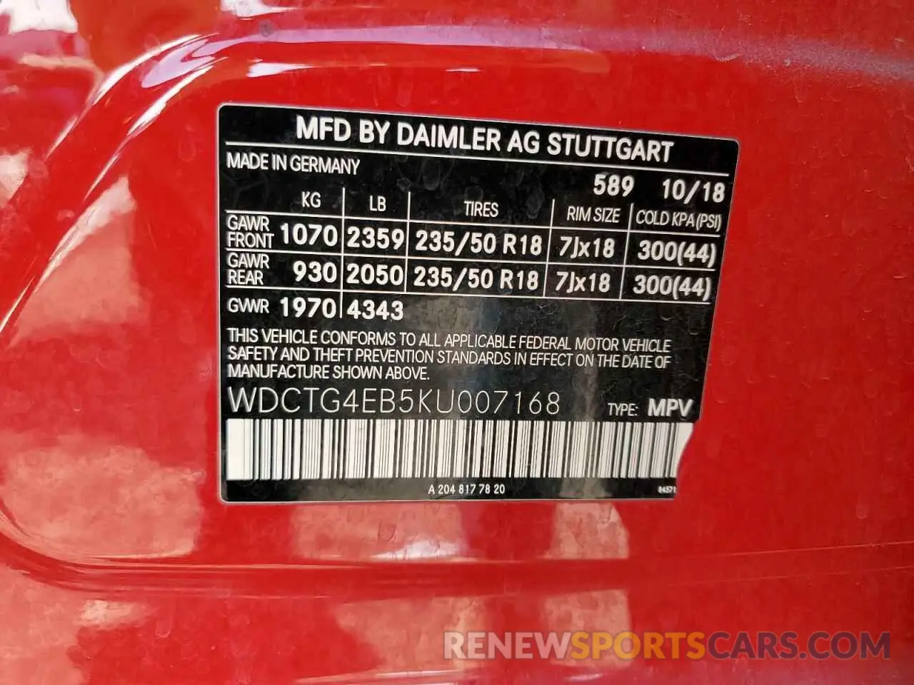 15 Photograph of a damaged car WDCTG4EB5KU007168 MERCEDES-BENZ GLA-CLASS 2019
