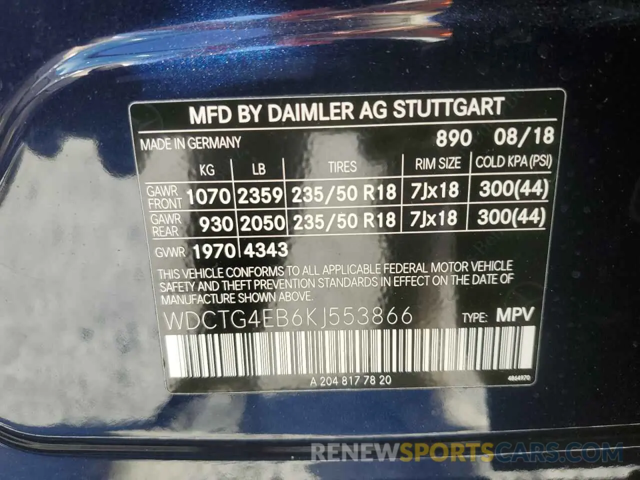 12 Photograph of a damaged car WDCTG4EB6KJ553866 MERCEDES-BENZ GLA-CLASS 2019