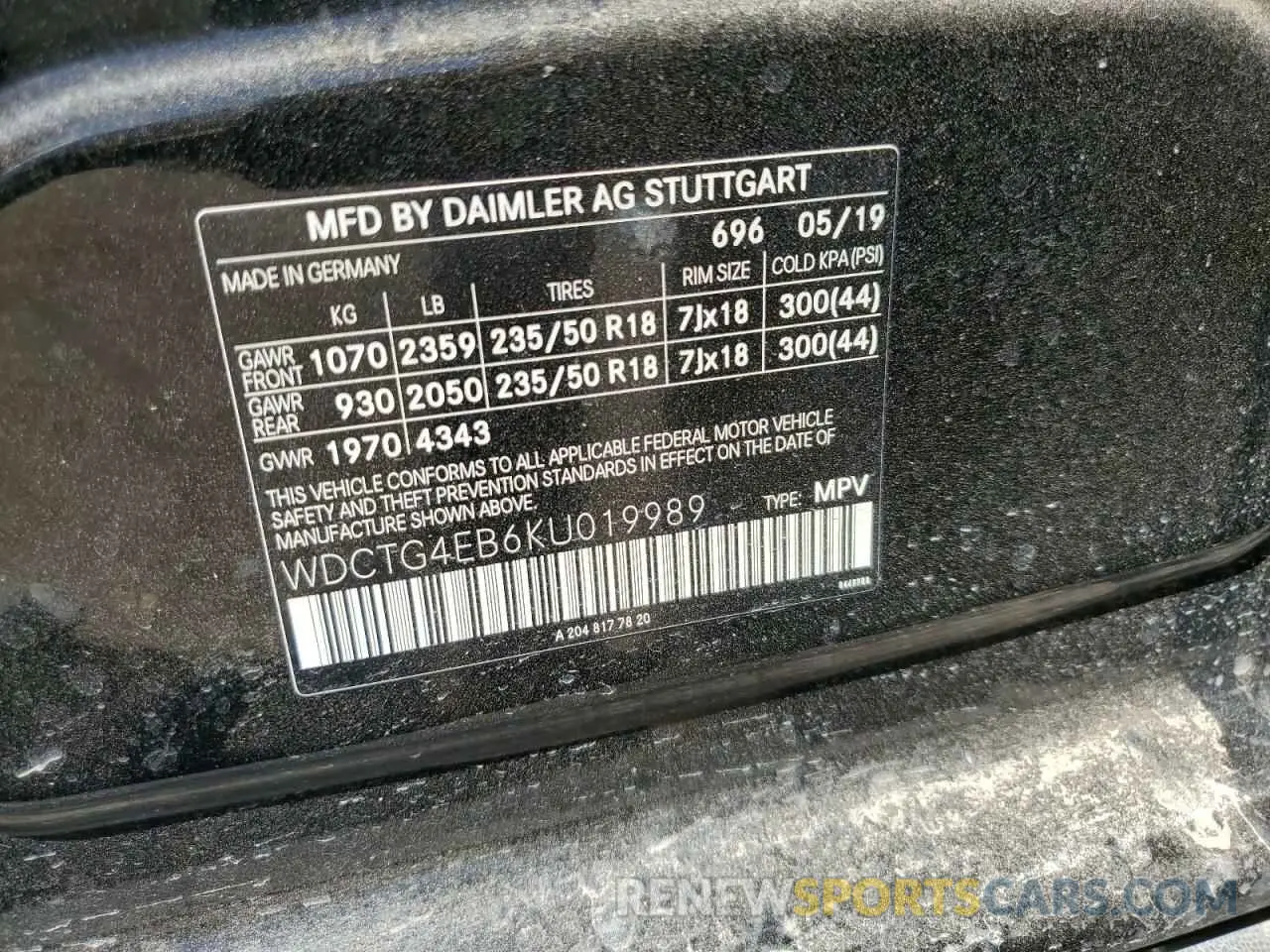 14 Photograph of a damaged car WDCTG4EB6KU019989 MERCEDES-BENZ GLA-CLASS 2019