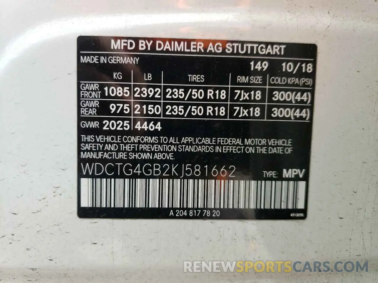16 Photograph of a damaged car WDCTG4GB2KJ581662 MERCEDES-BENZ GLA-CLASS 2019