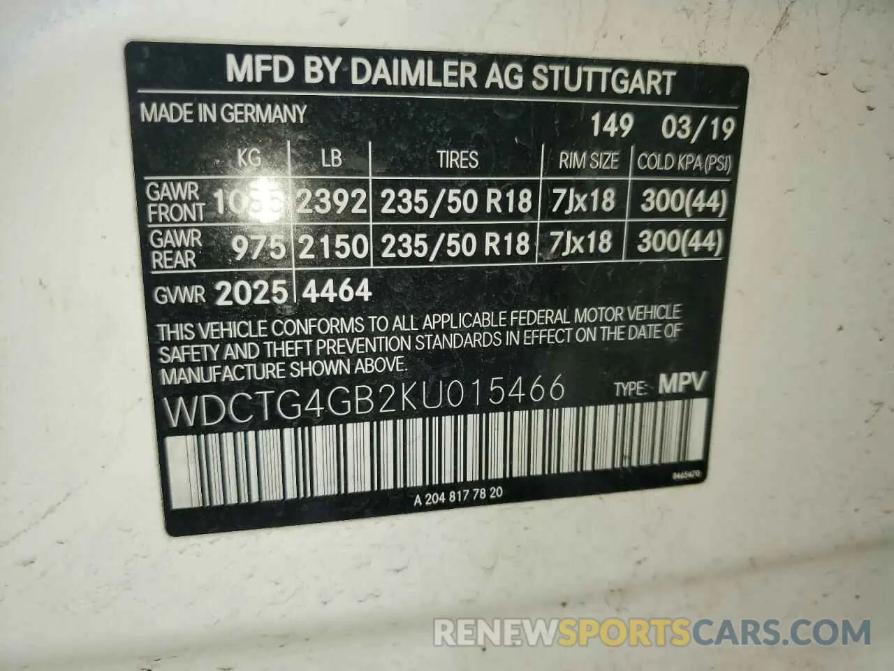 13 Photograph of a damaged car WDCTG4GB2KU015466 MERCEDES-BENZ GLA-CLASS 2019