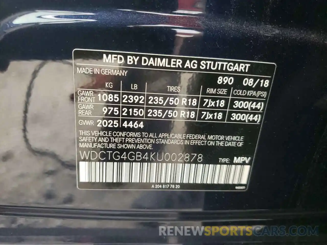 13 Photograph of a damaged car WDCTG4GB4KU002878 MERCEDES-BENZ GLA-CLASS 2019