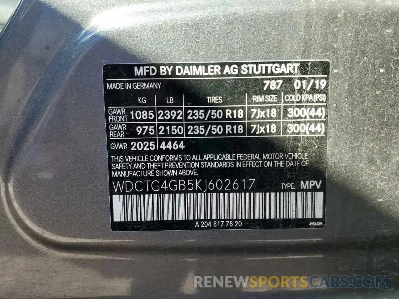13 Photograph of a damaged car WDCTG4GB5KJ602617 MERCEDES-BENZ GLA-CLASS 2019