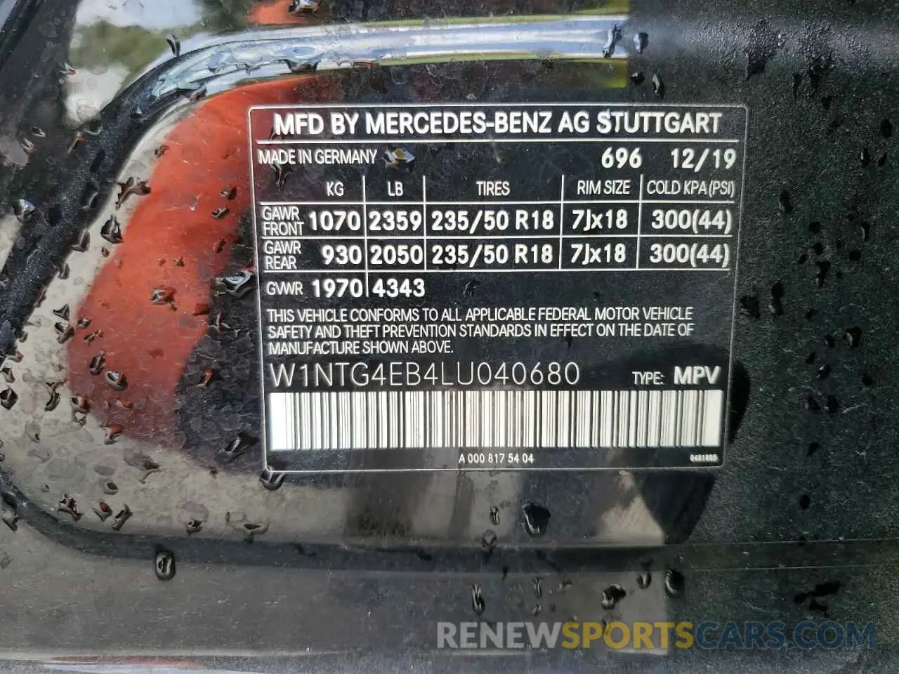14 Photograph of a damaged car W1NTG4EB4LU040680 MERCEDES-BENZ GLA-CLASS 2020