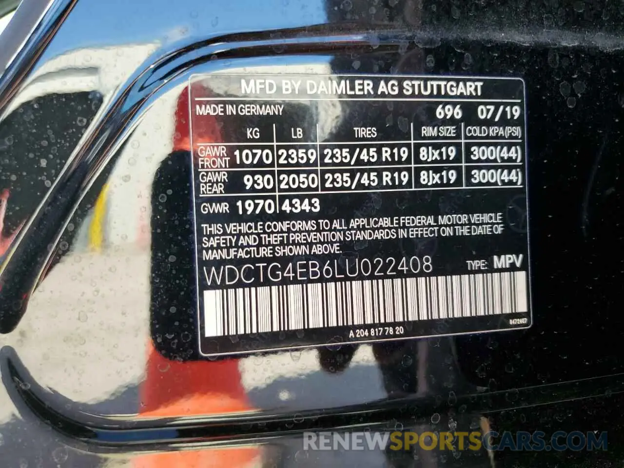 12 Photograph of a damaged car WDCTG4EB6LU022408 MERCEDES-BENZ GLA-CLASS 2020