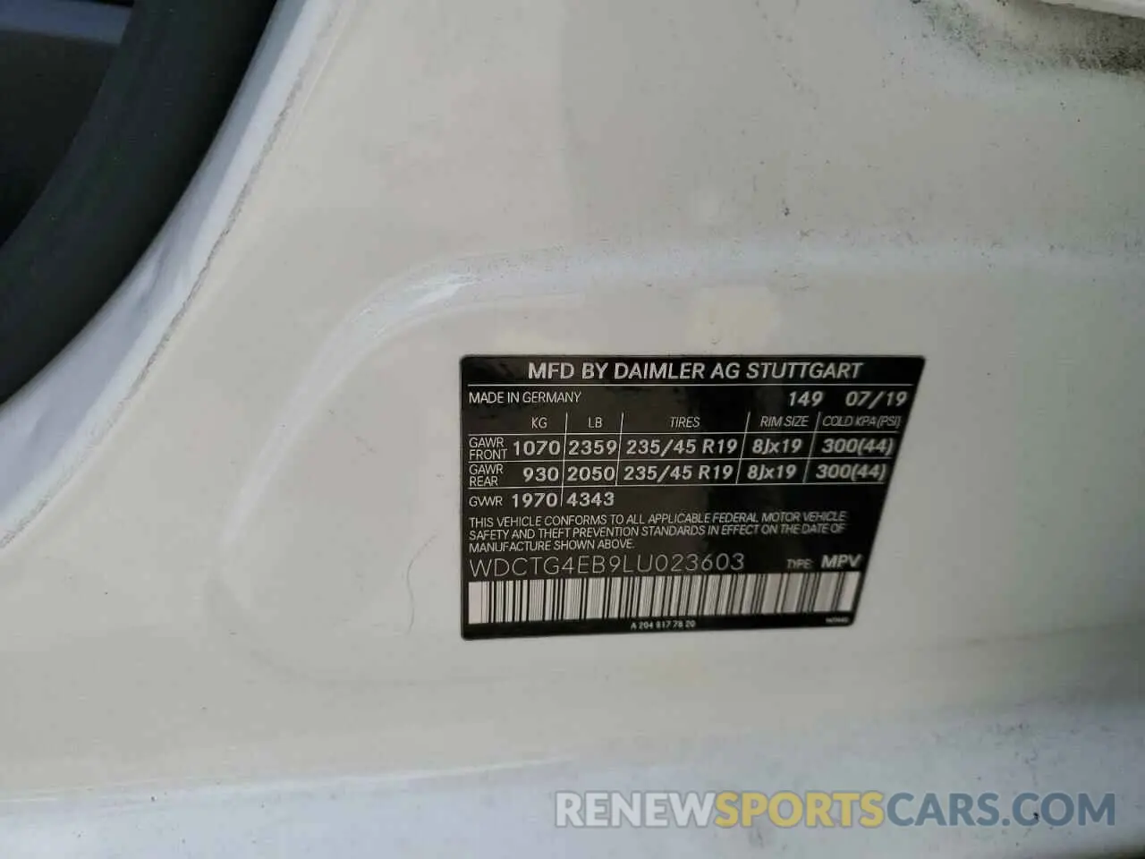 13 Photograph of a damaged car WDCTG4EB9LU023603 MERCEDES-BENZ GLA-CLASS 2020
