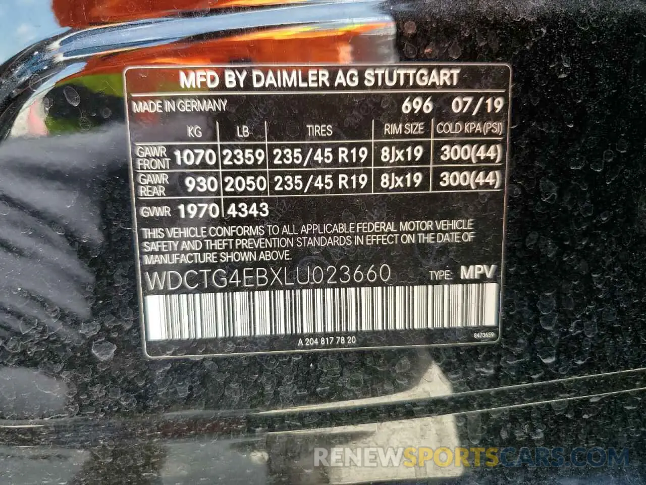 14 Photograph of a damaged car WDCTG4EBXLU023660 MERCEDES-BENZ GLA-CLASS 2020