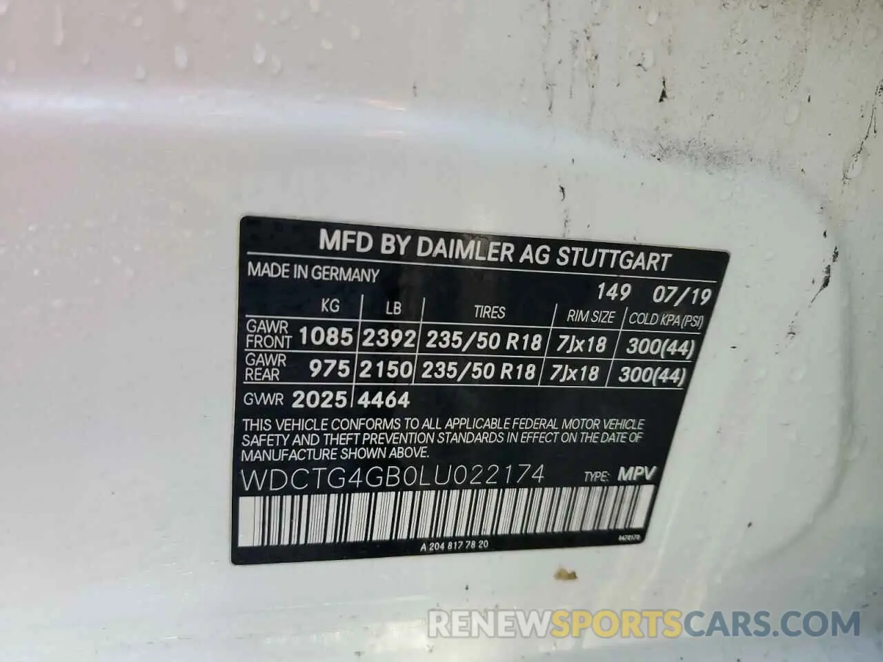 13 Photograph of a damaged car WDCTG4GB0LU022174 MERCEDES-BENZ GLA-CLASS 2020