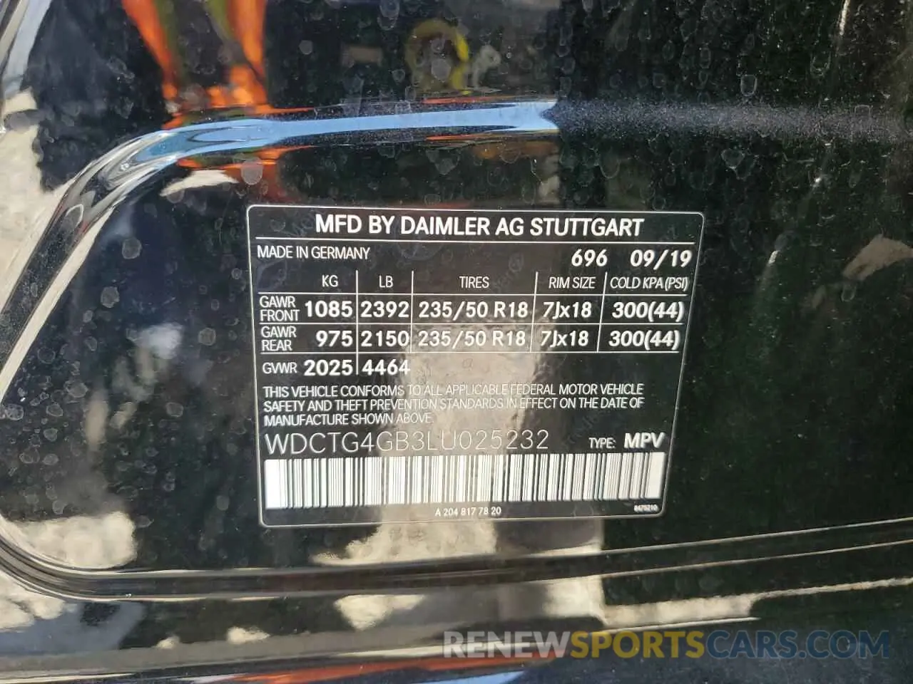 13 Photograph of a damaged car WDCTG4GB3LU025232 MERCEDES-BENZ GLA-CLASS 2020